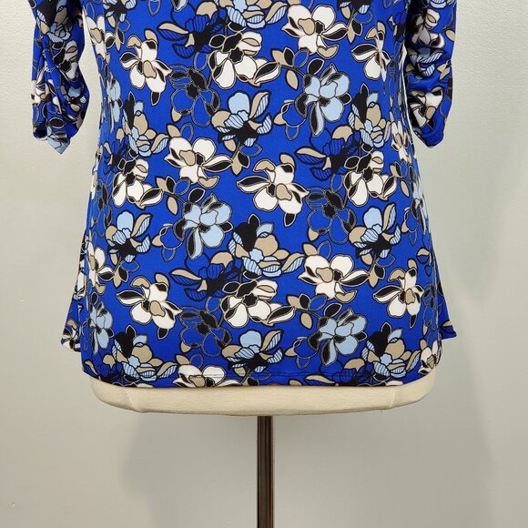 Dana Buchman Multi-Color Floral Pullover Stretchy Top with Ruching Size XL - Picture 10 of 14